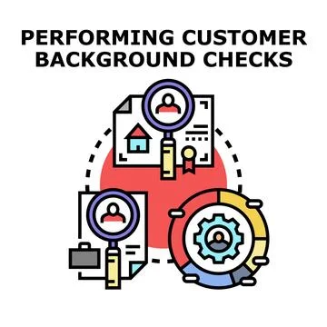 Performing customer background checks and due diligence process Stock Illustration