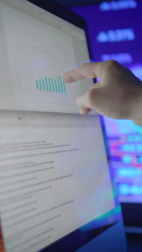 Performing Data Visualization and InDepth Analysis on Your Computer Screen Stock Footage 295866824