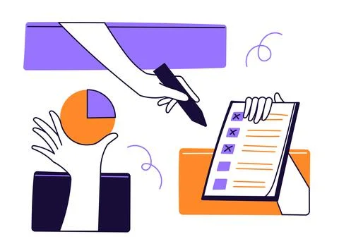 Performing different tasks in a business process Stock Illustration