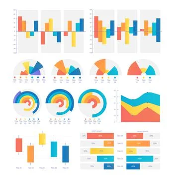 Performing educational information with infographic chart design template set Stock Illustration