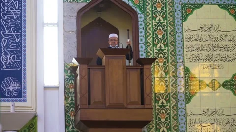 Performing Friday prayer in mosque during pandemic in KL Stock Footage 142041170
