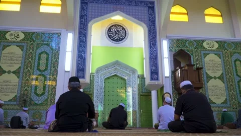 Performing Friday prayer in mosque during pandemic in KL Stock Footage 142041454