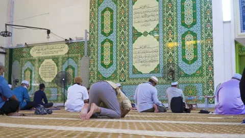 Performing Friday prayer in mosque during pandemic in KL Stock Footage 142041458