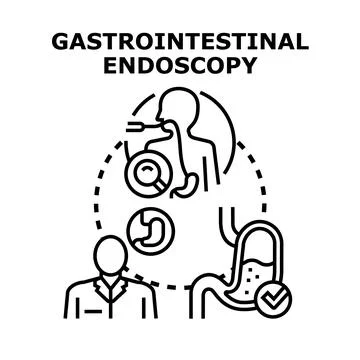 Performing gastrointestinal endoscopy test concept illustration 스톡 일러스트