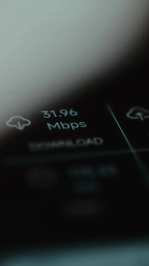 Performing an internet speed test, current download and upload speed Stock Footage 327901533