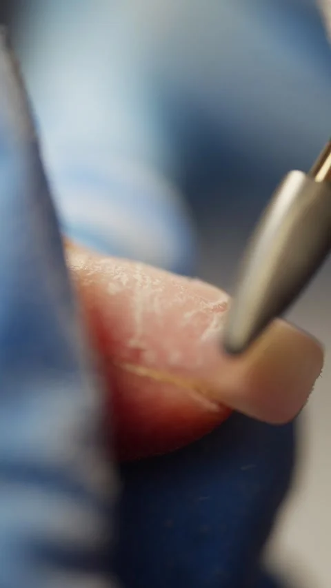 Performing a manicure using a professional electric machine. Video stock 343543951