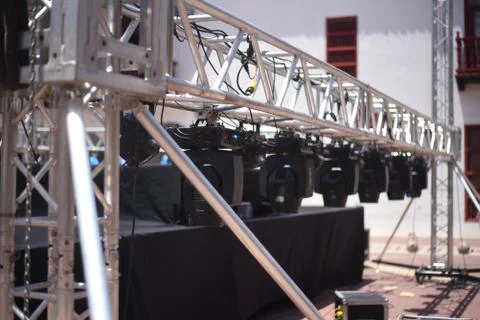 Performing stage being set up Stock Photos