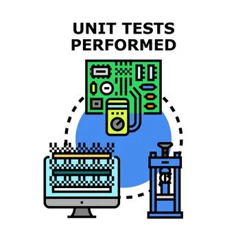 Performing unit tests for software and hardware quality assurance Stock Illustration