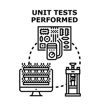 Performing unit tests for software and hardware quality assurance Stock Illustration