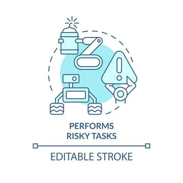 Performs risky tasks turquoise concept icon Stock Illustration