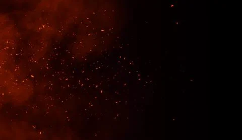 Perftect fire particles embers on background . Smoke fog misty texture . Stock Illustration