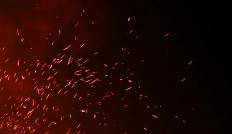 Perftect fire particles embers on background . Smoke fog misty texture . Stock Illustration