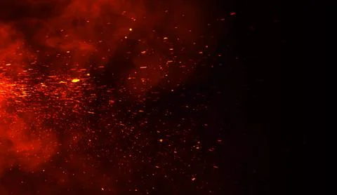 Perftect fire particles embers on background . Smoke fog misty texture . Stock Illustration
