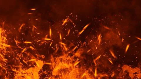 Perftect fire particles embers on background . Smoke fog misty texture overla Stock Illustration