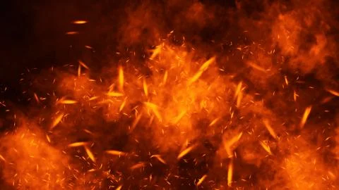 Perftect fire particles embers on background . Smoke fog misty texture overla Stock Illustration