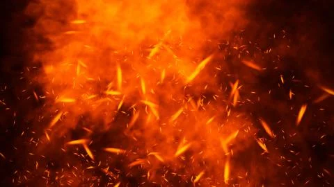 Perftect fire particles embers on background . Smoke fog misty texture overla Stock Illustration