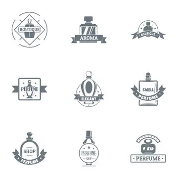 Perfum logo set, simple style Illustration
