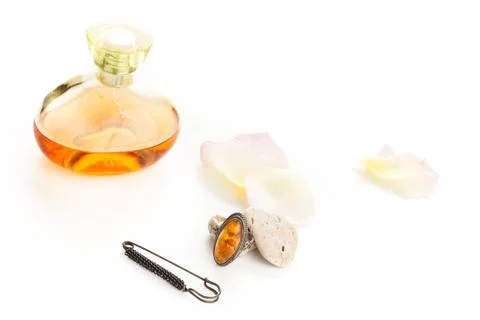 Perfume and ring Stock Photos