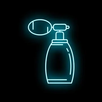 Perfume atomiser bottle glowing neon line icon Stock Illustration