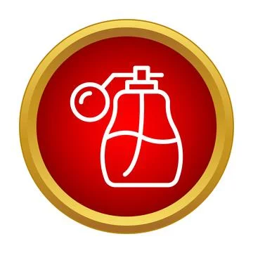 Perfume atomiser bottle icon on red circle Stock-Illustration