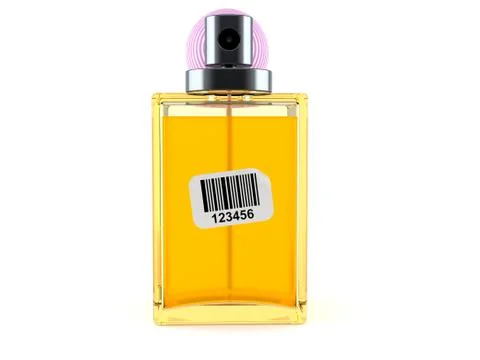 Perfume bottle with barcode sticker Stock Illustration