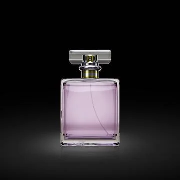 Perfume bottle on a black background. 3d render Stockillustratie
