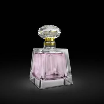 Perfume bottle on a black background. 3d render Stock-Illustration