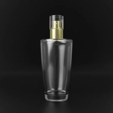 Perfume bottle on a black background. 3d render Stockillustratie