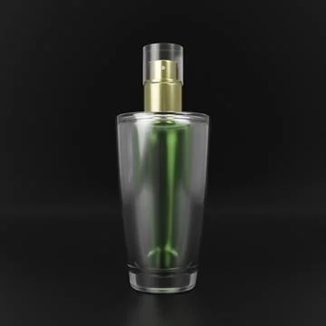 Perfume bottle on a black background. 3d render Illustrazione stock
