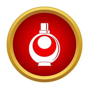 Perfume bottle classic icon design on red button Stockillustratie