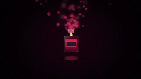 Perfume bottle with glowing red mist and floating scent particles rising ag.. Stock Footage 344710049
