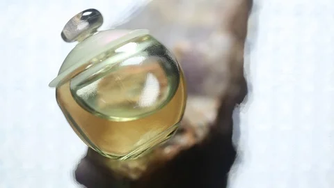Perfume bottle with golden cap Stock Footage 70781263