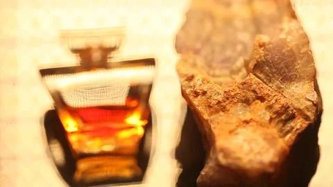 Perfume bottle with golden cap Stock Footage 70781438