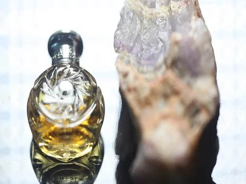 Perfume bottle with golden cap Stock Footage 70782286