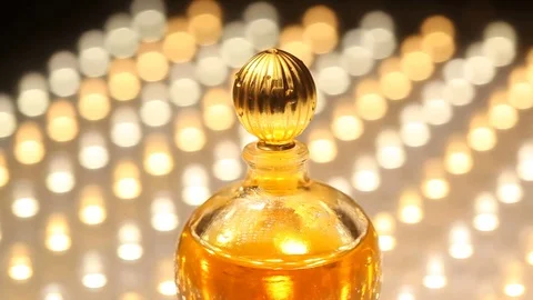 Perfume bottle with golden cap Stock Footage 70822834