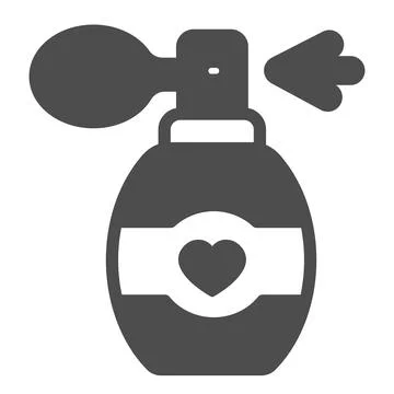 Perfume bottle with heart, scent solid icon, perfumery concept, fragrance vector Stock-Illustration