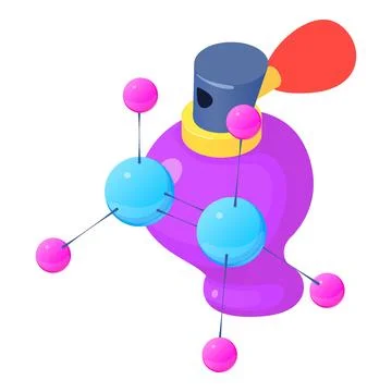 Perfume bottle icon isometric vector. Bottle of new perfume and molecule symb Ilustração Stock