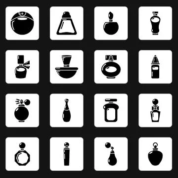 Perfume bottle icons set, simple style Stock-Illustration