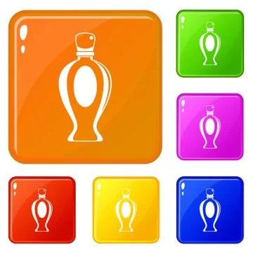Perfume bottle icons set vector color Stock-Illustration
