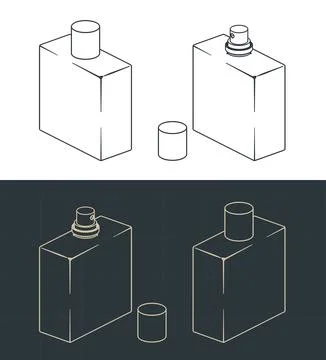 Perfume bottle isometric drawings Illustrazione stock