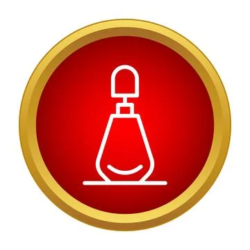 Perfume bottle line icon in red and gold Stock-Illustration