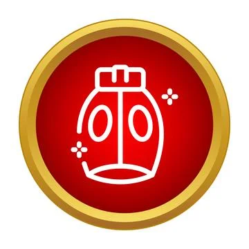 Perfume bottle line icon in red and gold frame Stock-Illustration