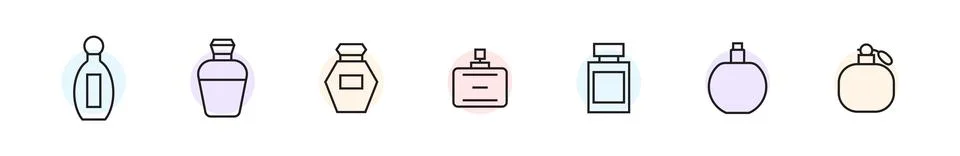 Perfume bottle line icon vector fragrance linear spray art cosmetic flat icon Stock-Illustration