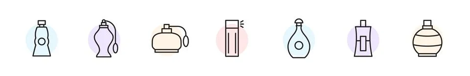 Perfume bottle line icon vector fragrance linear spray art cosmetic flat icon Ilustração Stock