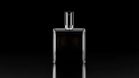 Perfume Bottle Mockup With Copy Space Glossy Black Background Minimalist Design Stock Footage 317093425