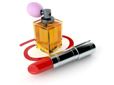 Perfume bottle selected with lipstick Stock-Illustration