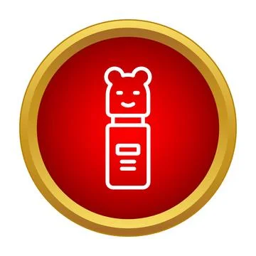 Perfume bottle with teddy bear head icon in red circle Stock Illustration