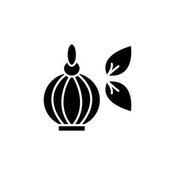 Perfume bottle vector icon black on white background Stock Illustration