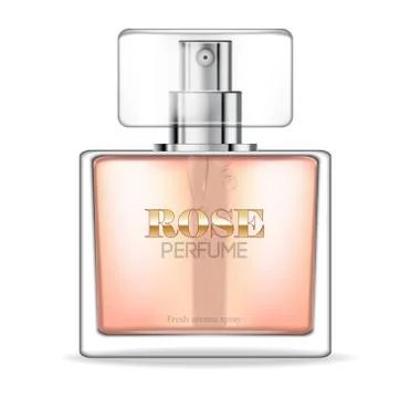 Perfume bottle Vector realistic. Product packaging mockup. Fresh spring aroma Stock Illustration