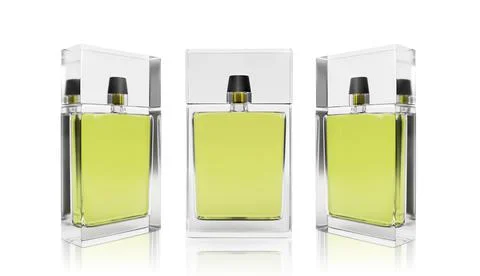 Perfume bottle on a white background. 3d render Stockillustratie